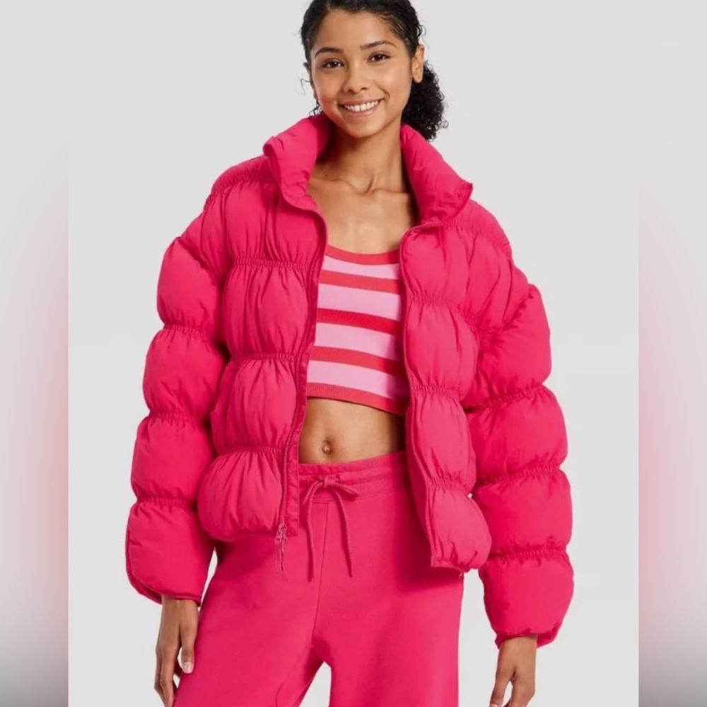 NWT JOYLAB red Valentines collection puffer coat jacket